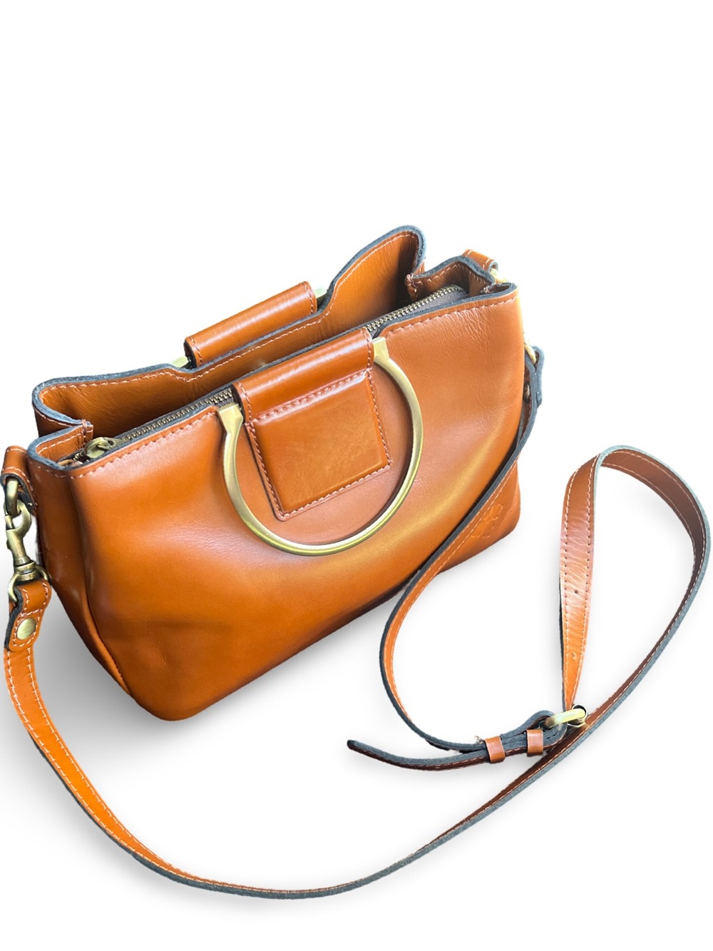Patricia Nash Empoli Convertible Crossbody Handbag - Tan Heritage Leather - Picture 12 of 14